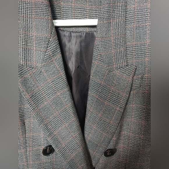 Zara Plaid Double Breasted Blazer SZ.M Gray - Picture 3 of 7